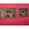 Pair of oleographs gallant scene