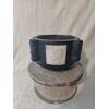 Mortaio fascista in marmo nero del Belgio con intarsio in marmo di Carrara - 23 x 23 cm
