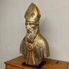 Antico grande busto scultura  San Nicola XVII sec argento e doratura a mecca . Mis 102 x 53 . Prof cm 25 