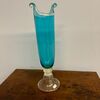 Vaso in vetro Murano color Turchese e oro . firmato inciso Murrina . Altezza cm 36 