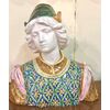 Bust in polychrome majolica with Renaissance male figure.Manufactured by Angelo Minghetti.Bologna.     