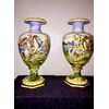 Pair of majolica vases with historiated decoration. SACA manufacture (limited partnership with artistic ceramics). Sesto Fiorentino.     