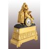 Orologio francese stile Impero del 1800 parigina in bronzo dorato al mercurio Scena di coppia dama con nobiluomo 