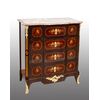 Comoncino Napoleone III in legni policromi con piano in marmo rosso Francia. Francia XIX secolo.