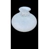 Vaso in vetro pesante lattimo corroso all’acido a corpo globulare con nastro sul collo.Alfredo Rossi.Murano.