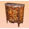 Comò intarsiato francese stile Luigi XV del 1800 in palissandro con marmo e bronzi