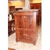 Secretaire francese di metà 1800 stile Impero con bocchette in bronzo e piano in marmo nero
