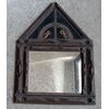 Neoclassical mirror in carved wood, gable with blue velvet.
