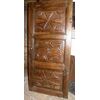 rustic carved walnut door, mis. h 174 cm x 80
