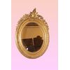 Specchiera ovale francese stile Luigi XV del 1800 dorata foglia oro
