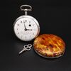Grande orologio da tasca a verga con cassa in tartaruga e argento, epoca fine 700 