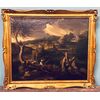 Paesaggio con tuono e figure, olio su tela del ‘700, scuola romana