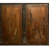 PAN422 - Coppia di pannelli in legno, intarsiati e dipinti, epoca '800, misure cm L 40 x H 72