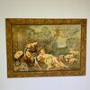 Antico grande succo erba XIX secolo dipinto su tela . Scena galante  Mis 152 x 112 