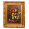 DIPINTI ANTICHI DI FIORI, NATURE MORTE CON MARGHERITE E LILLÁ, OLIO SU TELA, DELL 800. 
