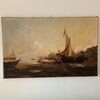 Olio su tela Marina con Laguna di Venezia datato 1877