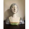 Busto in maiolica,dama rinascimentale.Manifattura Minghetti.Bologna.