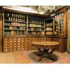 lib89  farmacia in noce ottocentesca, mis. h cm 275, angolo 380 x 190 