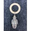 Silver baby rattle depicting a soldier. Mother-of-pearl handle. Europe.     