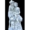 Grande gruppo scultoreo in porcellana raffigurante fauno e ninfa con putto e frutta.Manifattura di Doccia,Ginori.
