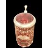 Boccale Boemia biedermeier con scena architettonica incisa e motivi rocaille.