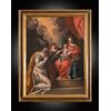 Dipinto antico olio su tela raffigurante il matrimonio mistico di Santa Caterina. Napoli XVIII secolo.