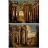 Coppia di capricci architettonici, Seguace di Niccolò Codazzi (Napoli, 1642 - Genova, 1693)