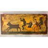 Pannello in legno dipinto di carretto siciliano con scena dipinta personaggi con diavoli.data 1833.