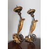 Antica coppia di bracci antichi del 700 in legno dipinto dorati e laccati . Applique candelabri 