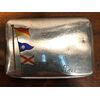 Scatolina portasigarette in argento con bandiere in smalto.