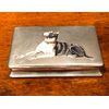 Silver and enamel cigarette case with dog figure.Italy.     