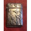 Scatolina portafiammiferi in argento con decoro floreale al Cardo art nouveau.