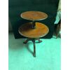 Gueridon walnut coffee table with two shelves and three feet.     