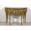 Important and rare neoclassical half-moon console table in carved, lacquered, and gilded wood, Turin, attributed to Francesco Bolgiè, late 18th century