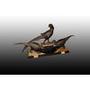 Bellissima scultura francese Decò di inizio 1900 in bronzo raffigurante Pavoni