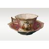 Tazzina con piattino in porcellana rosa Meissen del 1800