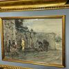 Antico Dipinto Acquarello Filippo Carcano (Milano 1840 – 1914 ) XIX sec mis 53 x 43  “ Plebe e nobiltà “