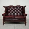 Divano 2 posti chesterfield modello Queen Anne originale vintage in pelle rosso bordeaux 
