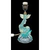 Lampada in vetro soffiato a forma di delfino nei toni azzurri con foglia oro.Manifattura Seguso.Murano.