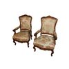 Coppia di poltrone Francesi del 1800 stile Luigi XV in legno di noce con bordi dorati