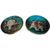 Coppia di Piatti Francesi in Ceramica Longwy | Decorati con Animali | Inizio '900