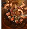 Coppia di angeli con festone floreale, Carlo Maratta (Camerano, 1625 - Roma, 1713) Bottega di 