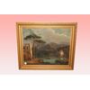 Quadro inglese del 1800 Olio su tela "Paesaggio con fiume e monti" 