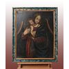 Dipinto Madonna con Bambino Gesù del 1600 Olio su tela italiano con cornice marmorizzata