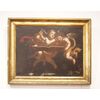 Dipinto Olio su tela italiano del 1600 raffigurante 3 angeli cherubini e le "tavole della Legge"