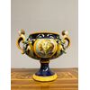 Centrotavola in maiolica con anse a mascheroni '800 Napoli mis 32x40
