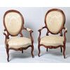 Coppia di antiche poltrone francesi del 1800 a medaglione stile Luigi Filippo