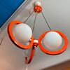 Lampadario Chandelier anni 60 Atomic vetro e legno . Tre luci modernariato – deisgn 