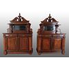 Coppia di stupende piattaie francesi del 1800 Luigi Filippo in legno di noce 