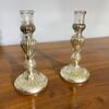 Coppia di antichi Candelieri –Candelabri Vetro Murano XIX sec all ‘ argento . Mis h 17 